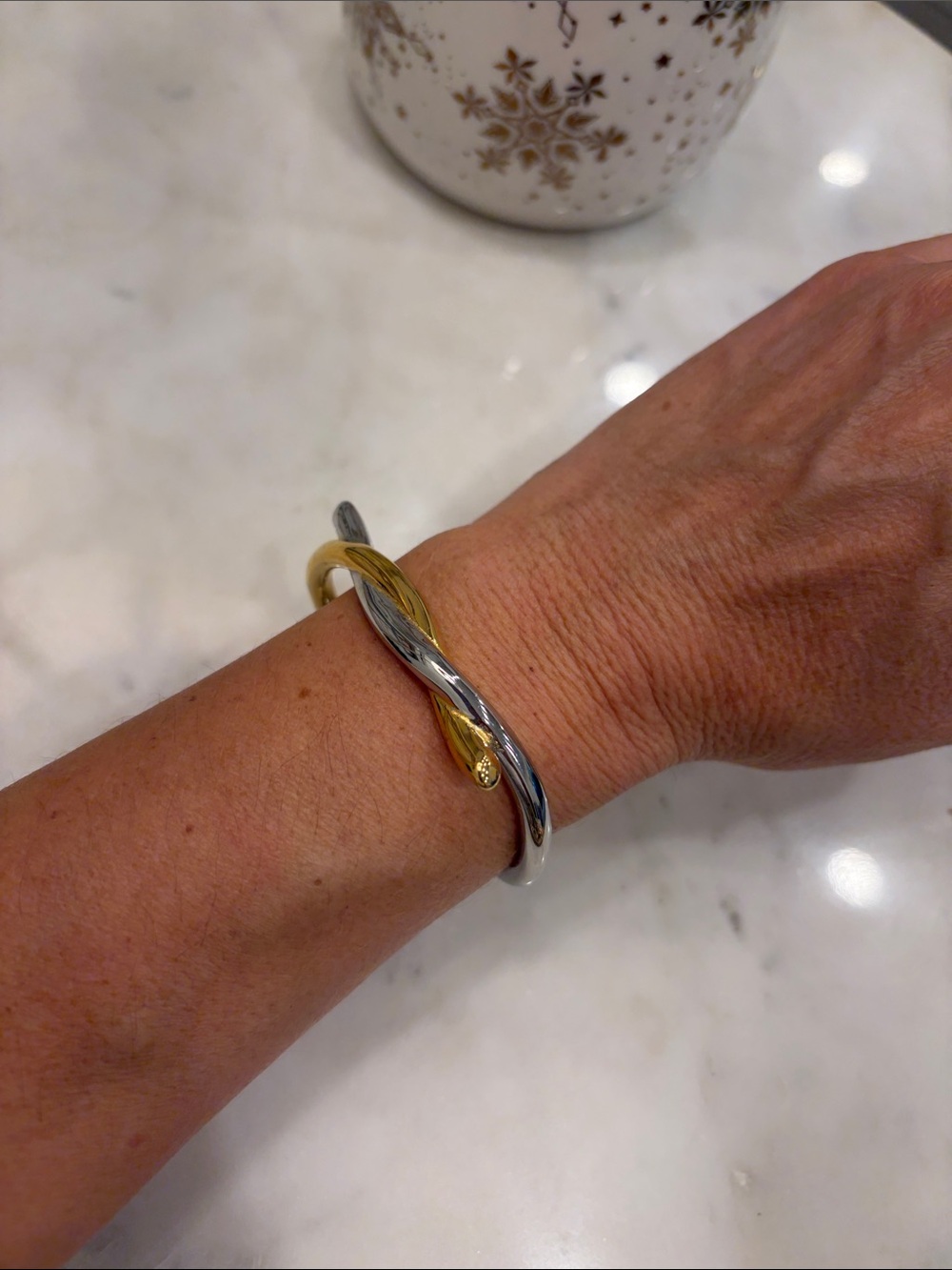 Two-Tone Twisted Cuff Bracelet - Gold & Silver